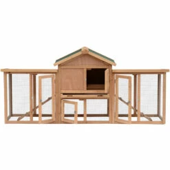 HOMCOM Poulailler Clapier Modèle Chalet Multi-équipé : Rampes, Nichoirs, Perchoirs, Plateau Excrément, Fenêtre, Portes Bois Massif - Marron -POULAILLER ET ÉLEVAGE DE LA BASSE-COUR Ventes 3023961 2
