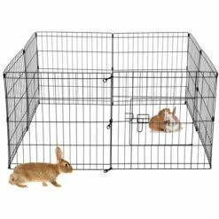 ECD GERMANY Enclos Extérieur Cage Clapier Pour Petits Animaux Revêtement Métal 124 X 61 Cm