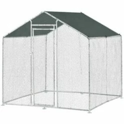 HELLOSHOP26 Enclos Extérieur Volière Cage Pour Animaux Avec Serrure Armature Acier Galvanisé 2 X 2 X 2 M Argent Vert Foncé - Vert