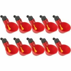 Abreuvoir Poules, 10pcs Abreuvoir Poule à La Volaille Bols Distributeur De Boisson Rouge Troupeau Canard Oiseau Alimentation Eau Pour Pigeons GrooFoo