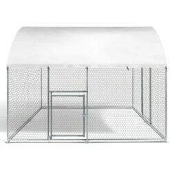 IDMARKET Enclos Poulailler Dôme 7,5 M² Parc Grillagé 3x2,5 M Avec Porte Latérale - Naturel -POULAILLER ET ÉLEVAGE DE LA BASSE-COUR Ventes 41828827 3