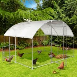 IDMARKET Enclos Poulailler Dôme 7,5 M² Parc Grillagé 3x2,5 M Avec Porte Latérale - Naturel -POULAILLER ET ÉLEVAGE DE LA BASSE-COUR Ventes 41828827 5