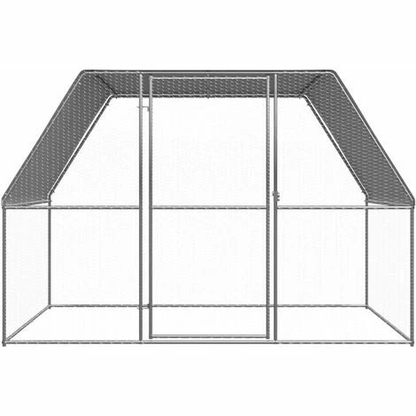 VidaXL Poulailler D'extérieur 3x2x2 M Acier Galvanisé - Argent 2 VidaXL Poulailler D'extérieur 3x2x2 M Acier Galvanisé - Argent – Image 2