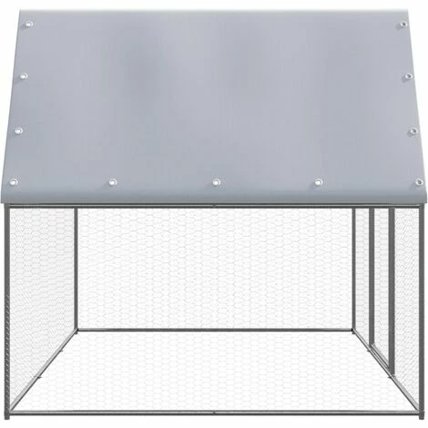 VidaXL Poulailler D'extérieur 3x2x2 M Acier Galvanisé - Argent 3 VidaXL Poulailler D'extérieur 3x2x2 M Acier Galvanisé - Argent – Image 3