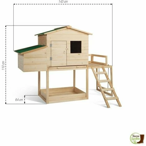 TERRE JARDIN Poulailler Bois Avec Pondoir Et Balançoire 2 TERRE JARDIN Poulailler Bois Avec Pondoir Et Balançoire – Image 2
