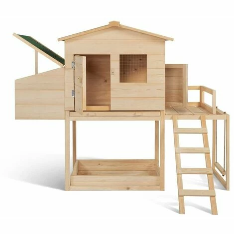 TERRE JARDIN Poulailler Bois Avec Pondoir Et Balançoire 3 TERRE JARDIN Poulailler Bois Avec Pondoir Et Balançoire – Image 3