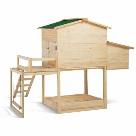 TERRE JARDIN Poulailler Bois Avec Pondoir Et Balançoire 4 TERRE JARDIN Poulailler Bois Avec Pondoir Et Balançoire – Image 4