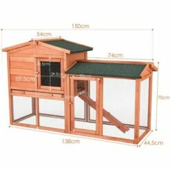 BAMNY Clapier Boi Exterieur, Cage à Lapin, Petit Enclos Pour Animaux, Avec Escaliers, Imperméable, Facile à Nettoyer, Grille Stable, 150 X 54 X 89,5 Cm -POULAILLER ET ÉLEVAGE DE LA BASSE-COUR Ventes 43348114 5