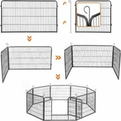 FEANDREA Enclos Pour Chien, Parc Pour Animal De Compagnie, 77x60 Cm, Par SONGMICS, Gris PPK86G - Gris -POULAILLER ET ÉLEVAGE DE LA BASSE-COUR Ventes 4368894 4