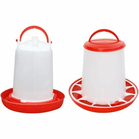 TANABATA Lot De 2 Abreuvoirs Mangeoire 3 Kg Rouge Et Blanc 1 TANABATA Lot De 2 Abreuvoirs Mangeoire 3 Kg Rouge Et Blanc