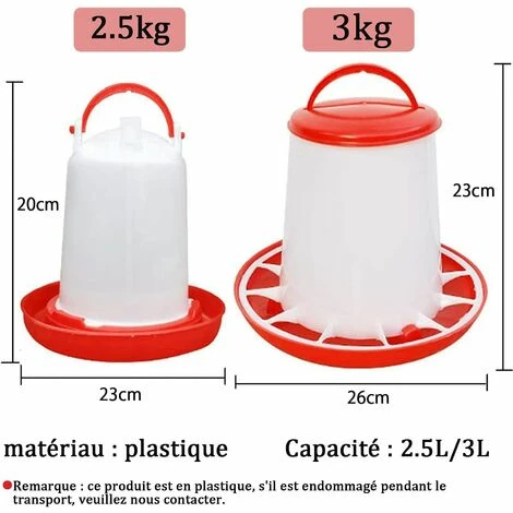 TANABATA Lot De 2 Abreuvoirs Mangeoire 3 Kg Rouge Et Blanc 2 TANABATA Lot De 2 Abreuvoirs Mangeoire 3 Kg Rouge Et Blanc – Image 2