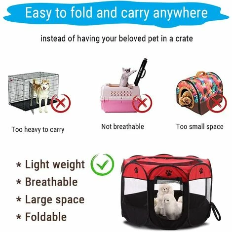 BRIDAY Parc Portable Pliable Pour Animaux De Compagnie, Doux, Respirant Et Confortable, Parc Pour Chien D'exercice Et De Jeu 27,77 X 17,72 Pouces 4 BRIDAY Parc Portable Pliable Pour Animaux De Compagnie, Doux, Respirant Et Confortable, Parc Pour Chien D'exercice Et De Jeu 27,77 X 17,72 Pouces – Image 4