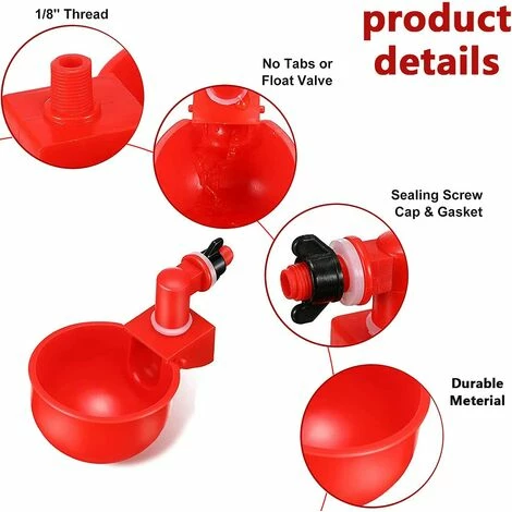 Automatiques Supplies Abreuvoir Poules Tasses à Bol Bol En Plastique, Volailles Distributeurs D'eau Automatique De L'eau Potable Tasses 10.5*6.5*4cm Fontainebleau 2Pcs Rouge 3 Automatiques Supplies Abreuvoir Poules Tasses à Bol Bol En Plastique, Volailles Distributeurs D'eau Automatique De L'eau Potable Tasses 10.5*6.5*4cm Fontainebleau 2Pcs Rouge – Image 3