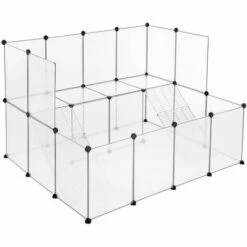 SONGMICS Enclos Pour Petit Animal, Clôture Modulable, Transparent LPC004W01 - Blanc