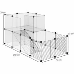 PawHut Cage Parc Enclos Modulable Petits Animaux De Compagnie - Dim. Standards 140L X 70l X 70H Cm - 27 Panneaux Bords Arrondis - Résine PP Fils D'acier Noir - Noir -POULAILLER ET ÉLEVAGE DE LA BASSE-COUR Ventes 47489094 3