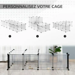 PawHut Cage Parc Enclos Modulable Petits Animaux De Compagnie - Dim. Standards 140L X 70l X 70H Cm - 27 Panneaux Bords Arrondis - Résine PP Fils D'acier Noir - Noir -POULAILLER ET ÉLEVAGE DE LA BASSE-COUR Ventes 47489094 4