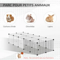 PawHut Cage Parc Enclos Modulable Petits Animaux De Compagnie - Dim. Standards 140L X 70l X 70H Cm - 27 Panneaux Bords Arrondis - Résine PP Fils D'acier Noir - Noir -POULAILLER ET ÉLEVAGE DE LA BASSE-COUR Ventes 47489094 5