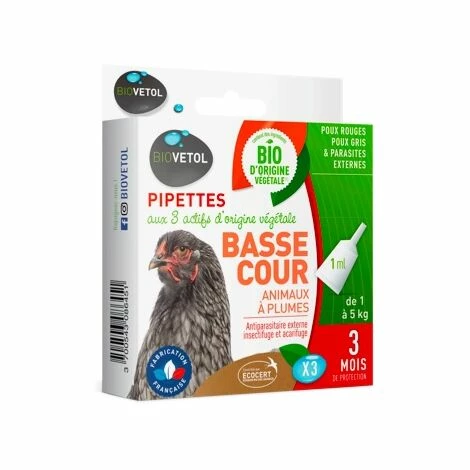 CHEMIN DES POULAILLERS Pipettes Insectifuges Bio Pour Poules Et Volailles Par 3 - Biovetol 1 CHEMIN DES POULAILLERS Pipettes Insectifuges Bio Pour Poules Et Volailles Par 3 - Biovetol