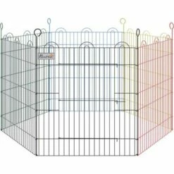 PawHut Parc Enclos Modulable Pour Chien Animaux Porte Verrouillable 6 Panneaux Dim. Panneau 59L X 60H Cm Métal Multicolore - Multicolore