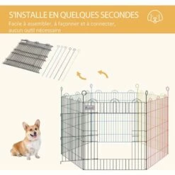PawHut Parc Enclos Modulable Pour Chien Animaux Porte Verrouillable 6 Panneaux Dim. Panneau 59L X 60H Cm Métal Multicolore - Multicolore -POULAILLER ET ÉLEVAGE DE LA BASSE-COUR Ventes 48441504 4