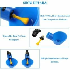 Volaille Tasse à Boire Automatique En Plastique 12 Pcs Distributeur D'Eau De Poulet，Betterlife Abreuvoir Pour Poules Poulailler Volaille Oiseau Coupes Buveur De Poulet Pour Boire De L'eau(Bleu) -POULAILLER ET ÉLEVAGE DE LA BASSE-COUR Ventes 48448716 4