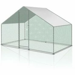 Hengda Enclos Pour Poulailler 6m² En Acier Galvanisé Toit Imperméable Et Anti UV 3x2m 6 M² - Argent