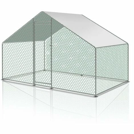 Hengda Enclos Pour Poulailler 6m² En Acier Galvanisé Toit Imperméable Et Anti UV 3x2m 6 M² - Argent 1 Hengda Enclos Pour Poulailler 6m² En Acier Galvanisé Toit Imperméable Et Anti UV 3x2m 6 M² - Argent