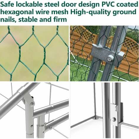 Hengda Enclos Pour Poulailler 6m² En Acier Galvanisé Toit Imperméable Et Anti UV 3x2m 6 M² - Argent 4 Hengda Enclos Pour Poulailler 6m² En Acier Galvanisé Toit Imperméable Et Anti UV 3x2m 6 M² - Argent – Image 4