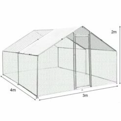 MONSTER SHOP Enclos Poulailler 3m X 4m X 2m - Argent -POULAILLER ET ÉLEVAGE DE LA BASSE-COUR Ventes 53053474 3