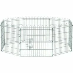 SONGMICS FEANDREA Parc Pour Chien Pliable, Enclos Lapin, Animaux, Argent PPK001W01 - Argent