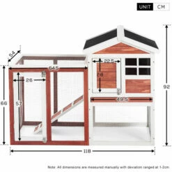 PECUTE Poulailler 118 X 54 X 92 Cm, En Bois De Sapin, Avec Nichoir Avec Support De Couvercle, Imprégné Résistant Aux Intempéries -POULAILLER ET ÉLEVAGE DE LA BASSE-COUR Ventes 54319367 5