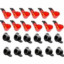 TINOR Distributeurs D'eau Automatique Pour Poulet Canard Volaille - Automatique De L'eau Potable Tasses Bird Coop Feed Volaille Poulet Volailles Abreuvoir D'eau Potable Tasses (12 Pcs)