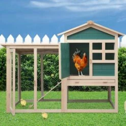 PRIVATE GARDEN Poulailler 2 à 4 Poules Avec Enclos - Clapier - Cage à Lapins Ou Rongeurs XXL 2 Étages En Bois Canadien - Vert Et Blanc -POULAILLER ET ÉLEVAGE DE LA BASSE-COUR Ventes 55295763 2
