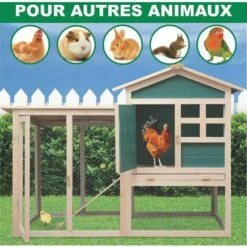 PRIVATE GARDEN Poulailler 2 à 4 Poules Avec Enclos - Clapier - Cage à Lapins Ou Rongeurs XXL 2 Étages En Bois Canadien - Vert Et Blanc -POULAILLER ET ÉLEVAGE DE LA BASSE-COUR Ventes 55295763 4