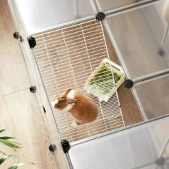 SONGMICS Parc Modulable Pour Cochon D'Inde, Cage Avec Escaliers, 143 X 73 X 91 Cm, Enclos Avec Panneaux, Pour Hamsters, Lapins, Petits Animaux, Transparent LPC005W01 - Transparent -POULAILLER ET ÉLEVAGE DE LA BASSE-COUR Ventes 55483261 3
