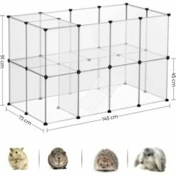 SONGMICS Parc Modulable Pour Cochon D'Inde, Cage Avec Escaliers, 143 X 73 X 91 Cm, Enclos Avec Panneaux, Pour Hamsters, Lapins, Petits Animaux, Transparent LPC005W01 - Transparent -POULAILLER ET ÉLEVAGE DE LA BASSE-COUR Ventes 55483261 5