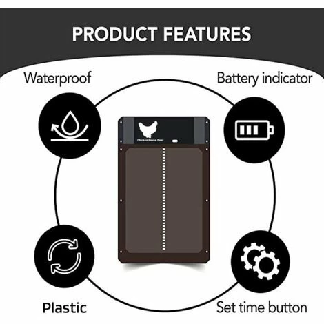 LUCKY-88 Porte De Poulailler Automatique Solaire En Plastique Renforcé - Porte Automatique De Poulailler Alimentée Par Batterie 2 LUCKY-88 Porte De Poulailler Automatique Solaire En Plastique Renforcé - Porte Automatique De Poulailler Alimentée Par Batterie – Image 2