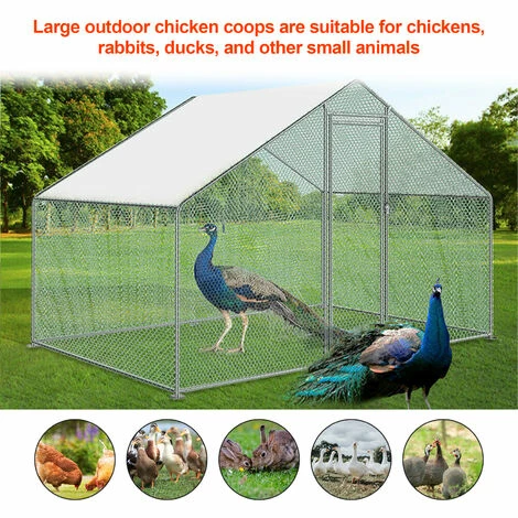 Randaco Enclos Pour Poulailler En Acier Galvanisé. Toit Imperméable Et Anti UV. Porte Avec Loquet. 3x2x2m - Argent 5 Randaco Enclos Pour Poulailler En Acier Galvanisé. Toit Imperméable Et Anti UV. Porte Avec Loquet. 3x2x2m - Argent – Image 5