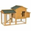 PawHut Poulailler Cottage Cage à Poules Sur Pied Dim. 168L X 75l X 103H Cm Multi-équipement Bois Sapin Pré-huilé - Orange