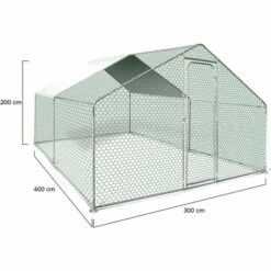 IDMARKET Enclos Poulailler 12 M² 4x3 M Avec Grand Perchoir 4 Niveaux En Bois Structure Acier Galvanisé -POULAILLER ET ÉLEVAGE DE LA BASSE-COUR Ventes 57204638 5
