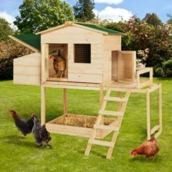 IDMARKET Poulailler EXCLUSIVE Avec Pondoir En Bois Et Aire De Jeux -POULAILLER ET ÉLEVAGE DE LA BASSE-COUR Ventes 57961274 5