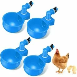 FR-LIFE BR-Vie 4 Pcs,Abreuvoir Poules,Abreuvoirs Automatiques De Poulet,Volaille Automatique Abreuvoir,Abreuvoir En Plastique Bleu,Outil D'Abreuvement Pour Volaille,Convient Aux Poulets,Canards,Volailles, Oiseaux