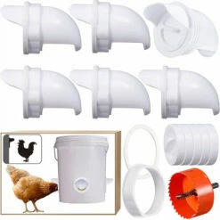 Yoouyida Mangeoire Poules Plastique Mangeoire Poules Automatique, 4 Ports DIY Mangeoire à Poulet Kit [Anti-Gaspillage] [Anti Nuisible] Abreuvoir A Poules Mangeoire Poussin Pour Seaux Tonneaux Bacs -POULAILLER ET ÉLEVAGE DE LA BASSE-COUR Ventes 60651924 4