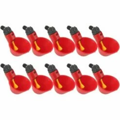 Yoouyida Automatique Poulet/volaille Les Buveurs/Garden Innovations Avec Tasses D'arrosage Tasses Bols Plastique Rouge Jardin Poulet Flock Duck Bird Feeder 10 Tasses D'eau Avec Matériel