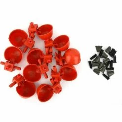 Yoouyida Abreuvoir Poules, Mangeoire Poule Automatique, Mangeoire Poules Exterieur Avec Tasses D'arrosage Tasses Bols Plastique Rouge Jardin Poulet Flock Duck Bird Feeder 10 Tasses D'eau Avec Matériel