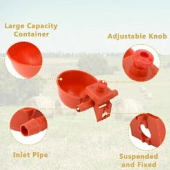Yoouyida Abreuvoir Poules, Mangeoire Poule Automatique, Mangeoire Poules Exterieur Avec Tasses D'arrosage Tasses Bols Plastique Rouge Jardin Poulet Flock Duck Bird Feeder 10 Tasses D'eau Avec Matériel -POULAILLER ET ÉLEVAGE DE LA BASSE-COUR Ventes 60652213 5