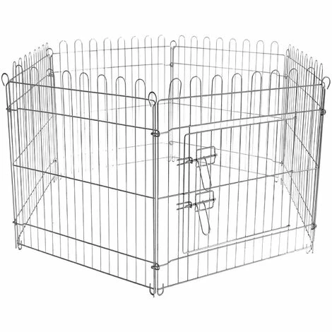 WILTEC Parc Pour Chiens Enclos Pour Chiots 6 Pièces 70x91 Cm Par élément Cage Pour Animaux Domestiques 2 WILTEC Parc Pour Chiens Enclos Pour Chiots 6 Pièces 70x91 Cm Par élément Cage Pour Animaux Domestiques – Image 2