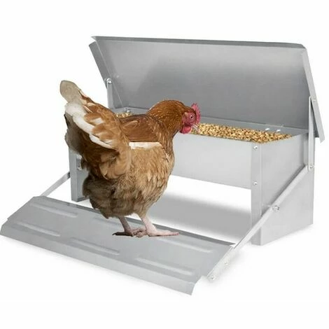 EINFEBEN Mangeoire Automatique Avec Couvercle Distributeur Automatique Auge Auge D’alimentation Résistante Aux Intempéries 5kg - Argent -POULAILLER ET ÉLEVAGE DE LA BASSE-COUR Ventes 63762220 1