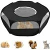 ROSIER Parc Pour Petit Animal Avec Couverture, Cage Pliable, Portable, Imperméable Et Respirante, Pour Lapin, écureuil, Chaton, Chiot, Chinchilla Et Hérisson (Noir),VEBTles