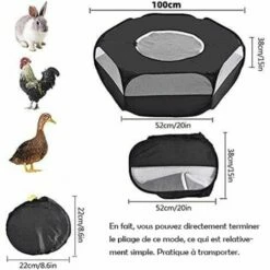 ROSIER Parc Pour Petit Animal Avec Couverture, Cage Pliable, Portable, Imperméable Et Respirante, Pour Lapin, écureuil, Chaton, Chiot, Chinchilla Et Hérisson (Noir),VEBTles -POULAILLER ET ÉLEVAGE DE LA BASSE-COUR Ventes 64000726 4
